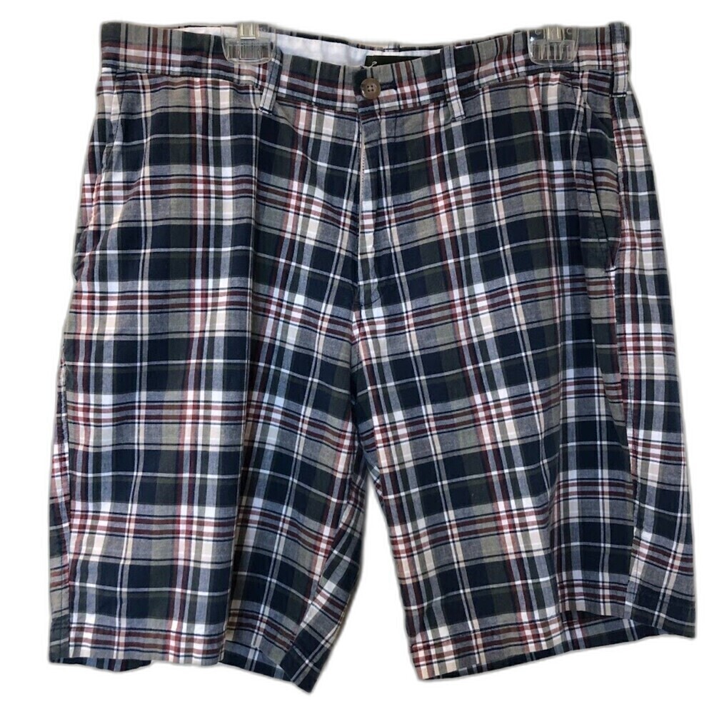 Eddie Bauer Men's Blue Plaid Bermuda Shorts Preppy Casual Designer Size 36